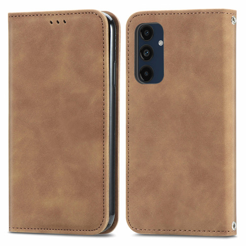 Samsung Galaxy A16 5G Retro Skin Feel Magnetic Leather Phone Case - Brown